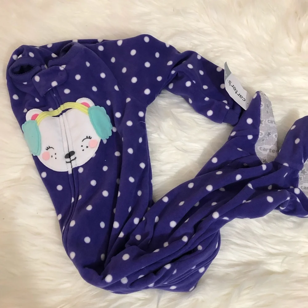 Carter’s- fleece pajamas- 2T- purple/white